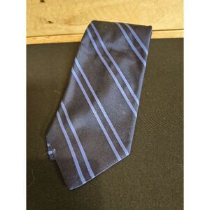 Brooks Basics Blue Necktie Pure Silk Made in USA Striped Tie
